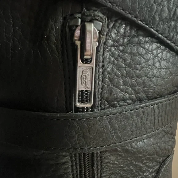 UGG Jardin Platform Boots Black Leather Buckle Straps Side Zip - Picture 8 of 12